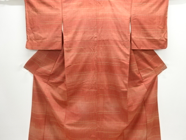 JAPANESE KIMONO / ANTIQUE KIMONO / SILK / TSUMUGI / WOVEN STRIPE